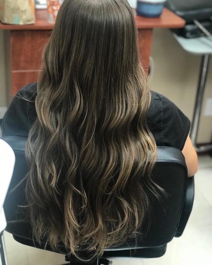 back view of wavy Brazilian blowout
